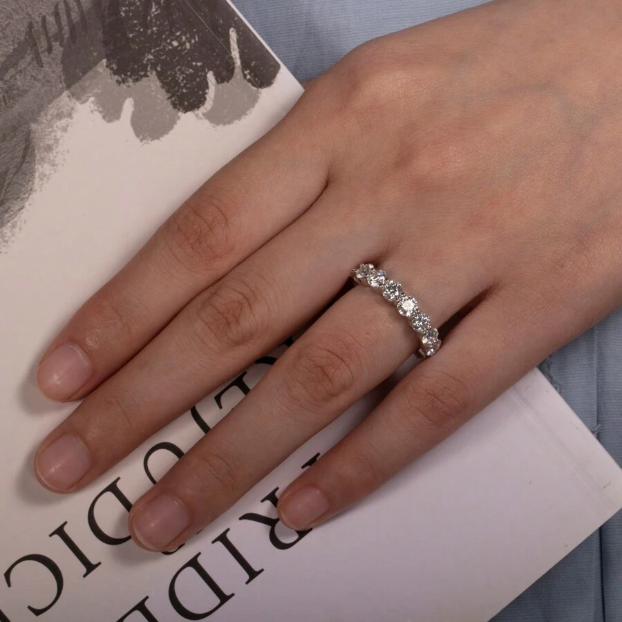 4.0毫米莫三比克石榴石純銀戒指,婚禮訂婚新娘珠寶