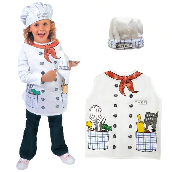 Kids Chef Role Play Costume Dress -Up Set, Pretend Chef Outfit, Chef Costume Toy Set, Christmas Gift 3 4 5 6 Years Old Child And Kids,Halloween Costume Kids,Costume Kids,Halloween Costume For Kids,Santa Costume,Kids Doctor Costume,Costumes For Boys