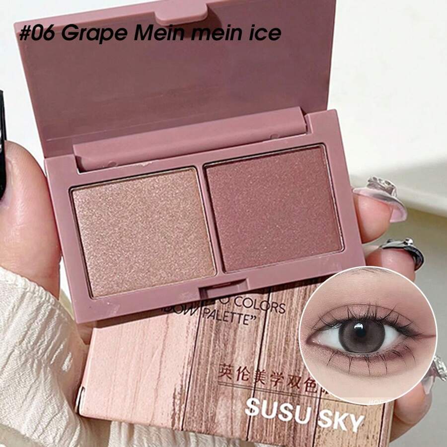 SUSU SKY Paleta De Sombras De Ojos Mate Perlado De Dos Colores, Resistente Al Agua Y No Fácil De Manchar, Color Terroso Con Baja Saturación - Multicolor - Ver 1