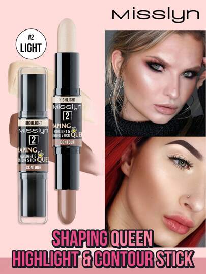  MISSLYN-Shaping Queen Highlight & Contour Stick, Double Ended Contour Stick, Creamy Texture And Matte Finish Contouring Stick, Highlight Contour Bronzer Stick, Long Lasting, Suitable For Skin Facial Makeup, Brand Beauty Makeup, Face Paint Cosmetic, For Women & Girls, Perfect For Winter, Ideal For Y2K, Fancy Fashion, Suitable For Birthday, Best Gift, Valentine's Day Gifts, Party Ready, New Year Gift, Best Color,Vegan & Cruelty-Free