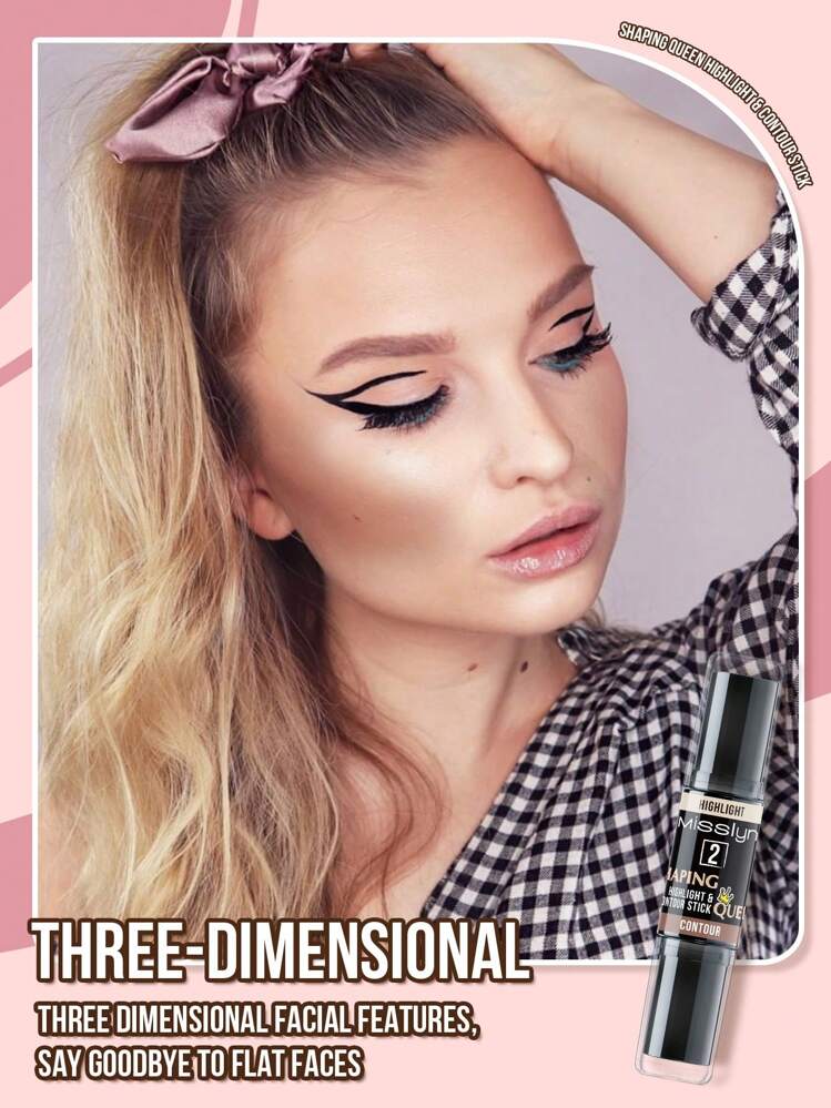 MISSLYN 塑形女王高光修容棒，双头设计，乳霜质地，哑光妆效，可打造精致妆容，持久显色，适用于各种肤质，打造精致面部妆容，品牌美妆，面部彩妆，适合女性和女孩，冬季必备，Y2K 风格，时尚百搭，生日礼物、情人节礼物、派对必备、新年礼物，色彩百搭，纯素且不经动物实验 - 輪廓棒02 - 查看 7