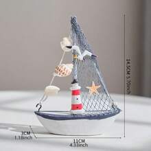 1 件海洋风格贝壳裂纹船摆件，创意木制帆船模型小摆件，创意装饰手工艺船，工艺装饰摆件，桌面装饰（手工作品可能有轻微瑕疵，不影响使用，如介意请谨慎购买）最佳礼物 - 白色 - 查看 9