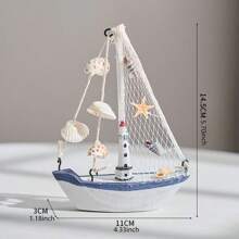 1 件海洋风格贝壳裂纹船摆件，创意木制帆船模型小摆件，创意装饰手工艺船，工艺装饰摆件，桌面装饰（手工作品可能有轻微瑕疵，不影响使用，如介意请谨慎购买）最佳礼物 - 白色 - 查看 10
