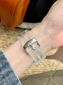 1入女性閃光透明矽膠手錶表帶和外殼，兼容蘋果手錶帶40mm、38mm、41mm、42mm、44mm、45mm，時尚運動手錶替代帶，適用於SE 8 7 6 5 4 3 2 1系列