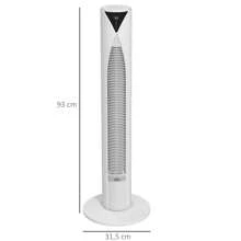 HOMCOM Ventilateur tour, avec télécommande, minuterie 12 heures, mode veille, 3 vitesses, ventilateur oscillant pour maison, chambre à coucher, bureau, blanc - Blanc - Voir 2