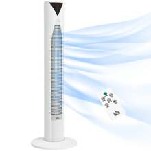 HOMCOM Ventilateur tour, avec télécommande, minuterie 12 heures, mode veille, 3 vitesses, ventilateur oscillant pour maison, chambre à coucher, bureau, blanc - Blanc - Voir 3
