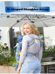 多功能 4 合 1 可转换婴儿背带、婴儿背带、前后婴儿背带、婴儿背带座椅 - 天藍色 - 查看 5