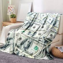 Manta pequeña de franela ultra suave con estampado digital de diseño de dinero, adecuada para sofá, siesta y uso doméstico - Multicolor - Ver 5