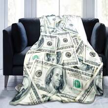 Manta pequeña de franela ultra suave con estampado digital de diseño de dinero, adecuada para sofá, siesta y uso doméstico - Multicolor - Ver 4