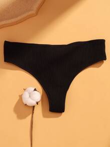 VKME 4 件套罗纹针织低腰性感丁字裤女士内衣 - 彩色 - 查看 4