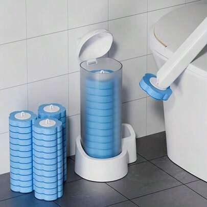 1 Set Disposable Toilet Brush With 6pcs Refill Heads, Toilet Cleaning Brush & Bathroom Cleaning Brush, Versatile Cleaning Tool,Garden Tools