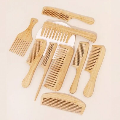 竹梳，1 件，天然防静电，带尾梳，齿梳，双头梳，带柄木梳，头皮按摩刷，用于干湿脱毛和造型，发刷，梳子，美发工具，理发沙龙美容旅行必需品的美发产品和配件，返校，旅行度假必需品，女士发饰，刷子，发刷，边缘刷，刷头发，发梳，梳头发，顺发刷，球刷，迷你发刷，发刷套装，木梳，发刷，刷子，梳子，光滑后刷，发刷，边缘刷，刷头发，发梳，发刷套装，梳头发，迷你发刷，顺发刷，发刷，头发，配件，美发产品，美发工具，美发用品，护发，卷发刷，理发师，理发配件，美发设备，旅行必需品必备、发型、美发