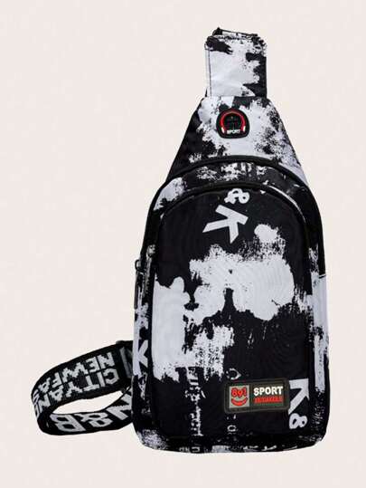 男士大容量斜挎胸包，单肩包，宽肩带胸包，带耳机孔，多功能轻便腰包，单肩挎包，适合旅行、散步、徒步旅行、感恩节储物包、骑行包、返校、夏季包、春假包、度假包、腰包、学校用品、钱包、腰包、侧包、腰带、学生新生活用品、男士必备钱包、男士迷彩小包、男士身体包、装备