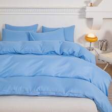 1 件拉绒羽绒被套，亲肤防滑，适合所有季节，日式风格，单人床上用品套 - 薄荷藍 - 查看 7