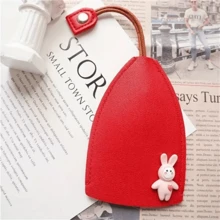 PU Leather Car Key Case With A 3D Rabbit, Pull-Out Cute Large-Capacity Car Key Case, Car Key Keychain Holder Hook - Multicolor - View 4