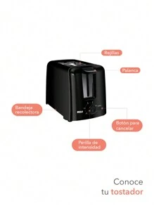 RCA ELECTRODOMESTICOS Tostador de Pan con 6 Niveles de Intensidad RC-T2 - Negro - Ver 3