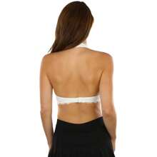 ToBeInStyle Women's Lined Lace Halter Stretch Bralette - Ngà voi - Xem 2