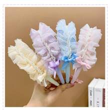 1pc Girl's Birthday Crown Headband, Photo Prop Accessory, Princess Hair Clip - Beige - View 4