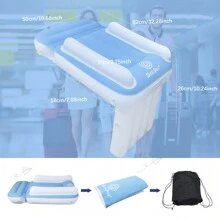 Blublu Park Inflatable Airplane Bed For Toddler, Airplane Seat Extender For Kids, Toddler Travel Bed With High Sides, Safety Belt, Airplane Bed Fits Most Airplane Seats, Car - 淺藍色 - 查看 4