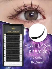 Winky Beauty Extensiones de pestañas planas de seda suave clásica en forma de elipse, color negro mate, con densa de puntas divididas, aspecto natural de visón falso, suministros profesionales de pestañas postizas para salón de belleza, 0.15mm 0.20mm 8-15mm racimos de pestañas, racimos de pestañas, pestañas individuales, pestañas, pestañas postizas