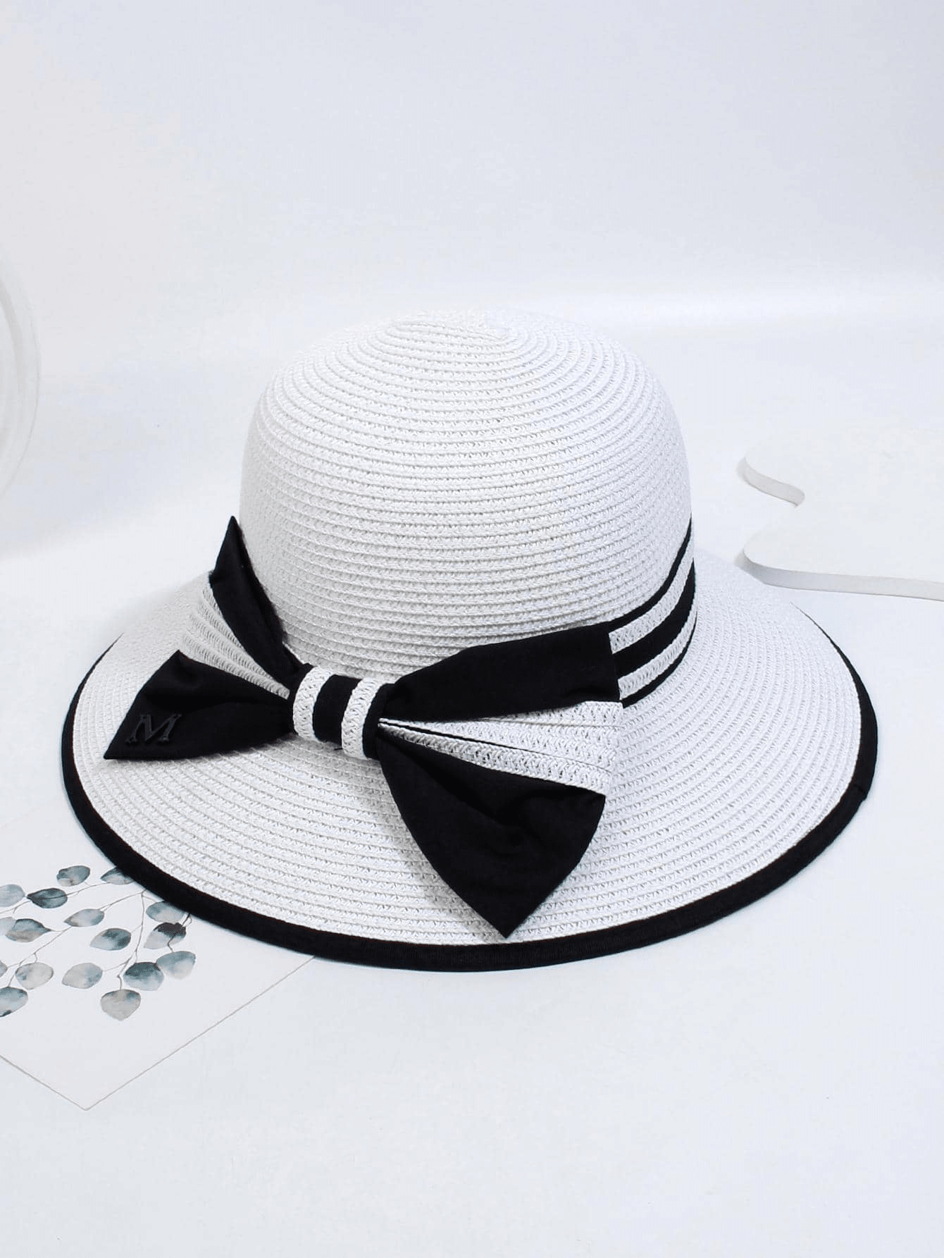 1pc Women Bow Decor Sun Protection Fashionable Straw Hat For Summer