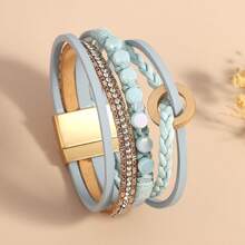 1 cái Màu xanh lá Khóa tròn Da Vòng tay Nhiều lớp Boho Vòng tay cườm Đối với phụ nữ Cô gái tuổi teen Boho Có thể xếp chồng lên nhau Vòng tay Mùa hè Vòng tay còng Đối với Tiệc sinh nhật Đồ trang sức Món quà - E2536214P-007 - Xem 4