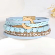 1 cái Màu xanh lá Khóa tròn Da Vòng tay Nhiều lớp Boho Vòng tay cườm Đối với phụ nữ Cô gái tuổi teen Boho Có thể xếp chồng lên nhau Vòng tay Mùa hè Vòng tay còng Đối với Tiệc sinh nhật Đồ trang sức Món quà - E2536214P-007 - Xem 9