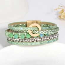 1 cái Màu xanh lá Khóa tròn Da Vòng tay Nhiều lớp Boho Vòng tay cườm Đối với phụ nữ Cô gái tuổi teen Boho Có thể xếp chồng lên nhau Vòng tay Mùa hè Vòng tay còng Đối với Tiệc sinh nhật Đồ trang sức Món quà - E2536214P-007 - Xem 8