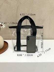 Clear Pvc Beach Bag & Transparent Small Tote Bag - Clear - View 2