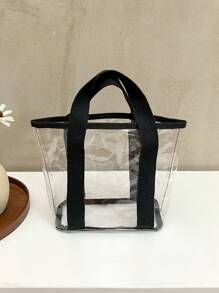Clear Pvc Beach Bag & Transparent Small Tote Bag - Clear - View 1