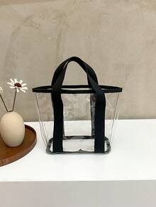 Clear Pvc Beach Bag & Transparent Small Tote Bag - Clear - View 5