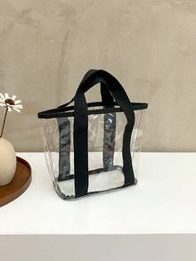 Clear Pvc Beach Bag & Transparent Small Tote Bag - Clear - View 4