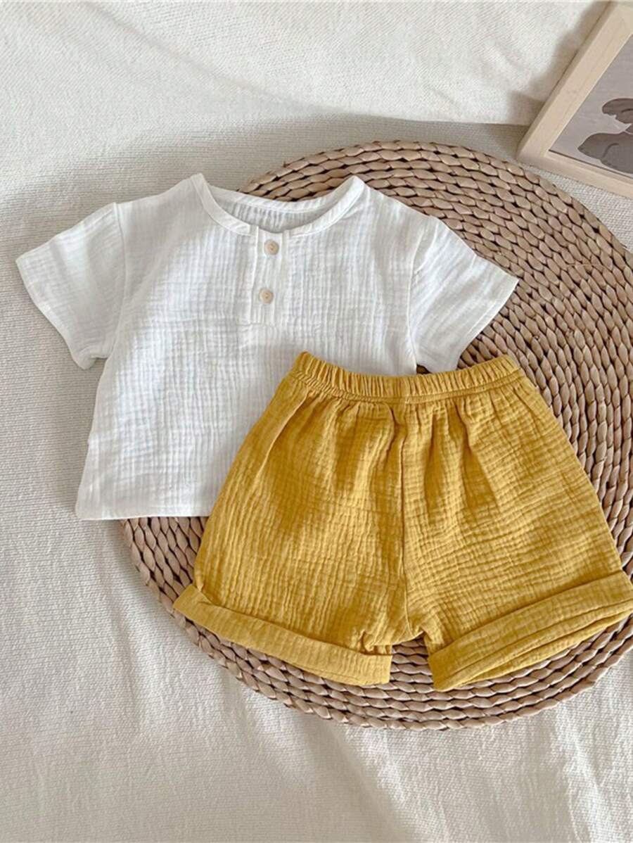 Baby Boy Summer Short Sleeve T-Shirt And Shorts Casual Outfit - Multicolor - View 1