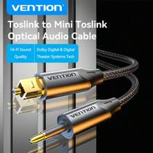 VENTION 3.5mm 数字光纤音频线 Toslink 至 Mini Toslink 光纤音频线 Toslink SPDIF 同轴电缆适用于放大器蓝光 360 PS4 条形音箱光纤电缆 - 黑色 - 查看 1