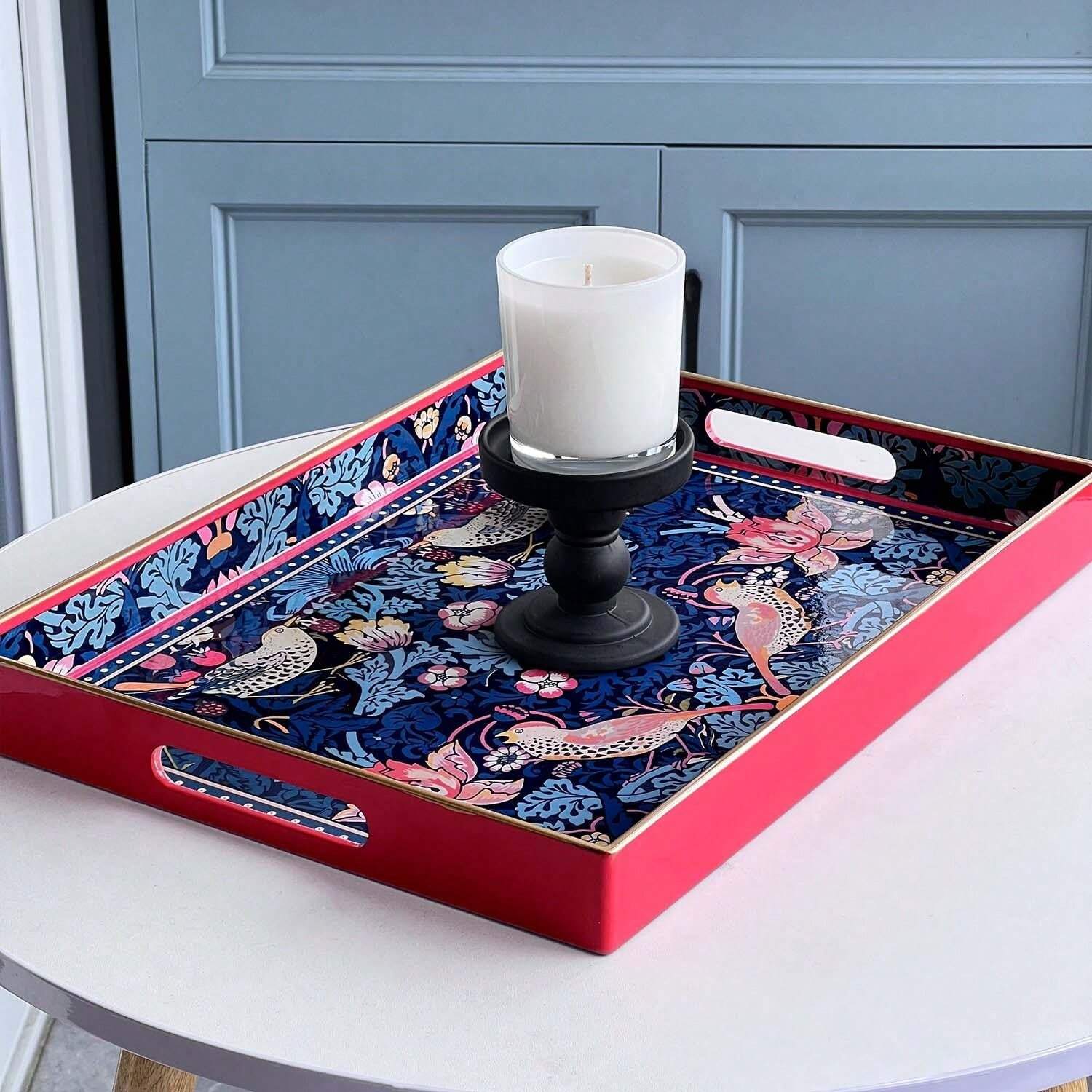 Zosenley Rectangular Tray Decorative Tray, Marbling Plastic Tray Modern Vanity Tray And Serving