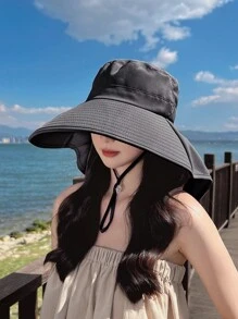 JOYLORD 女款夏季戶外防曬帽，附馬尾孔，韓式時尚寬帽檐披肩水桶帽 - 6287 - 查看 3