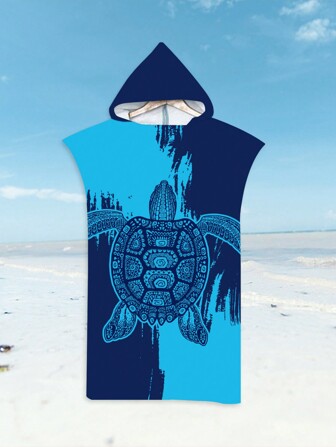 1pc Hooded Bath Towel, Made Of Personalized Superfine Fiber With Quick-Drying Function, With Zipper Closer, For Keeping Warm After Taking A Bath, Or Using At Beach, Outdoor Activities And Home, Suitable For Adults, Men And Women Summer Wedding Home Bathroom Decor Beach Wear Back To School