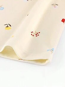 1set Ditsy Floraled Peter Pan Collar Top And Long Pants Lightweight Skin-Friendly Pajamas Set For Spring/Summer