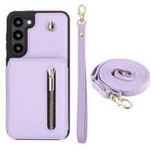 Vỏ điện thoại dạng ví đeo chéo Tương thích với Samsung Galaxy S24 S23 S22 S21 Plus Ultra Có dây đeo tay, Da PU có khe cắm thẻ tín dụng Giá đỡ chân đế Vỏ túi điện thoại chống sốc - Màu tím hoa cà - Xem 16