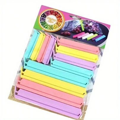 12 Piezas Clips Portátiles Para Bolsas De Sellado De Alimentos Y Bocadillos Al Azar De Nuevo Diseño Para Almacenamiento De Cocina, Accesorios De Cocina De Plástico