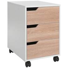 HOMCOM Armario Archivador Móvil para Oficina Cajonera Madera 3 Cajones Con Ruedas(2 con Frenos) 40x50x57.5cm MDF - Multicolor - Ver 7