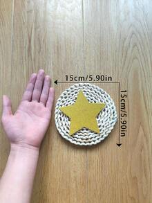 Coș de perete țesut de 5 buc, decorațiuni pentru agățat ornament, decor pentru coș de perete agățat din ratan, coșuri decorative în stil boho, decor acasă, lucrat manual, rotund, țesut, decor pentru coș de perete suspendat - Aur - Vizualizare 9