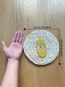 Coș de perete țesut de 5 buc, decorațiuni pentru agățat ornament, decor pentru coș de perete agățat din ratan, coșuri decorative în stil boho, decor acasă, lucrat manual, rotund, țesut, decor pentru coș de perete suspendat - Aur - Vizualizare 8