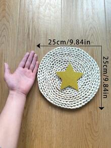 Coș de perete țesut de 5 buc, decorațiuni pentru agățat ornament, decor pentru coș de perete agățat din ratan, coșuri decorative în stil boho, decor acasă, lucrat manual, rotund, țesut, decor pentru coș de perete suspendat - Aur - Vizualizare 6