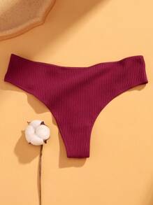 VKME 4 件套罗纹针织低腰性感丁字裤女士内衣 - 彩色 - 查看 2
