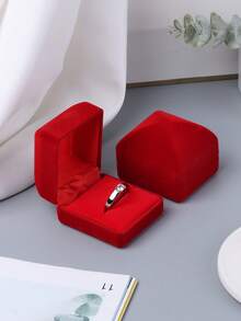1 pieza Caja vintage con terciopelo para anillo de compromiso - Rojo - Ver 5