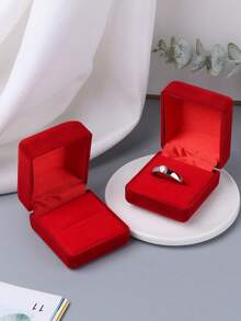 1 pieza Caja vintage con terciopelo para anillo de compromiso - Rojo - Ver 4
