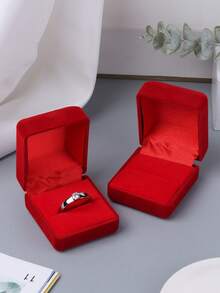 1 pieza Caja vintage con terciopelo para anillo de compromiso - Rojo - Ver 6
