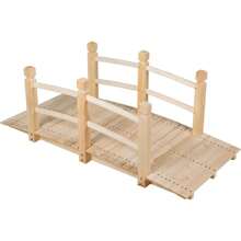 Holzbrücke aus Tannenholz, Gartenbrücke bis 100 kg, Teichbrücke Braun, Zierbrücke mit Geländer, 150x67x55cm (Natur)