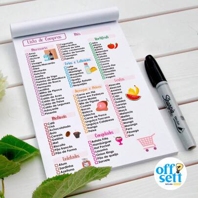 Lista de compras Lembrete Bloco Bloquinho grampeada A5